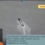 スネーク島付近でバイラクタルがロシア巡視船二隻撃沈  [448218991]